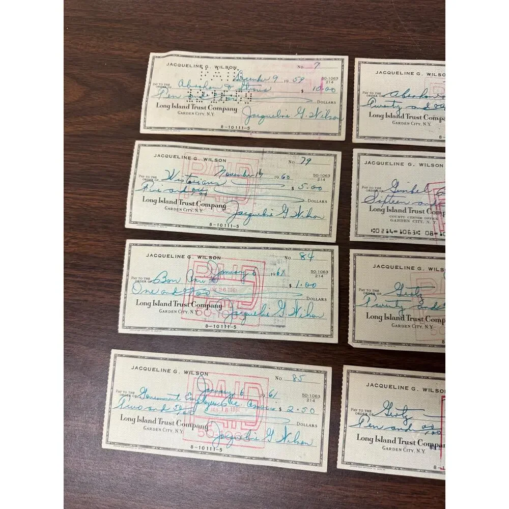 Vintage Checks Lot 1950s to 1960s Long Island New York Estate